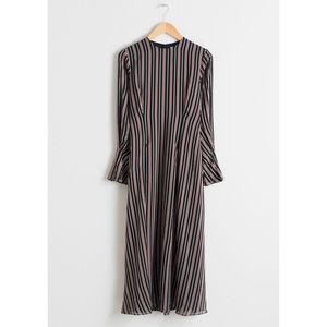 & Other Stories Striped Satin Midi Dress